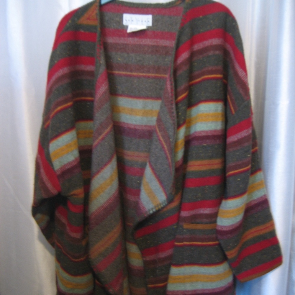 Style New York Multi Color Striped Blanket Open Front Jacket SzM Pre-Owned Italy